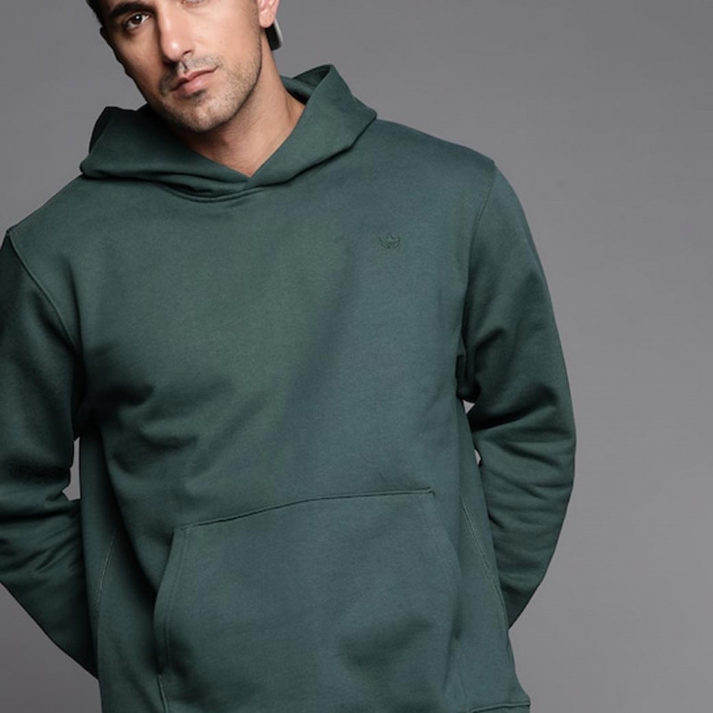 Men Green Hooded Sweatshirt