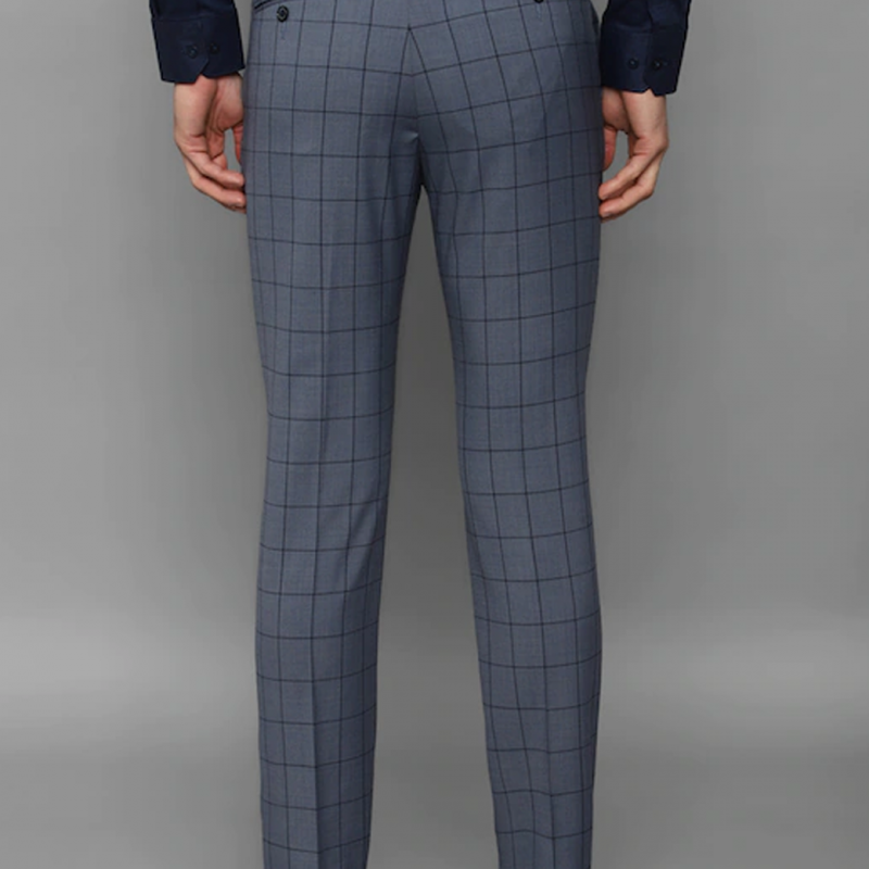 Men Grey Checked Slim Fit Trousers