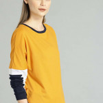 Women Yellow Solid Round Neck Knitted Pure Cotton T-shirt