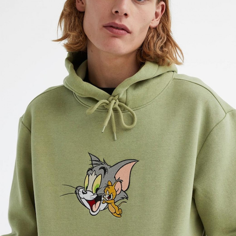 Men Green Regular Fit Tom & Jerry Hoodie