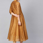 Women Mustard Brown & Golden Printed Anarkali Layered Kurta